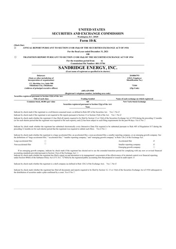 Thumbnail SandRidge Energy
 10-K Annual Report 2021