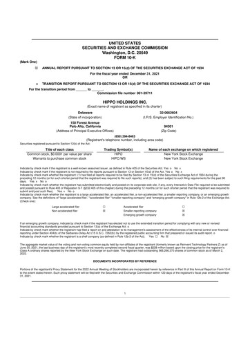 Miniature 	Hippo Holdings 10-K Rapport annuel 