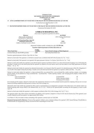 Thumbnail Limbach Holdings 10-K Annual Report 2021