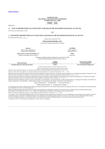 Thumbnail Williams-Sonoma 10-K Annual Report 2021