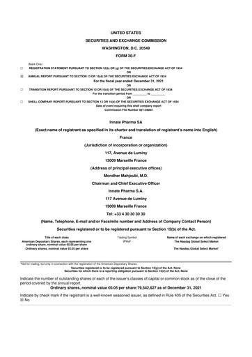 Vorschaubild Innate Pharma
 20-F Jahresbericht 2021