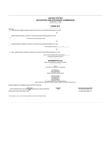 Thumbnail Nanobiotix 20-F Annual Report 2021