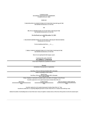 Thumbnail Seadrill
 20-F Annual Report 2021