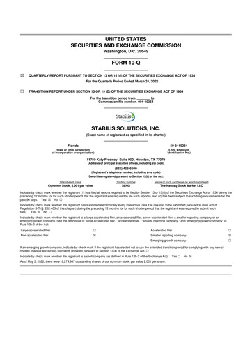 Thumbnail Stabilis Solutions 10-Q Quarterly Report FY2022 