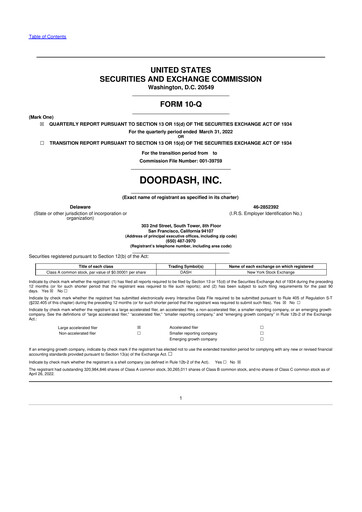 Thumbnail DoorDash 10-Q Quarterly Report FY2022 