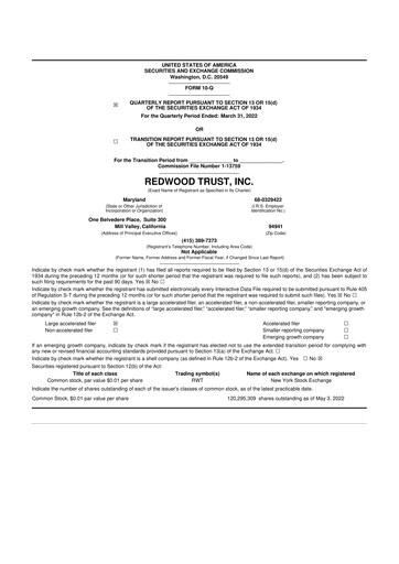 Thumbnail Redwood Trust 10-Q Quarterly Report FY2022 
