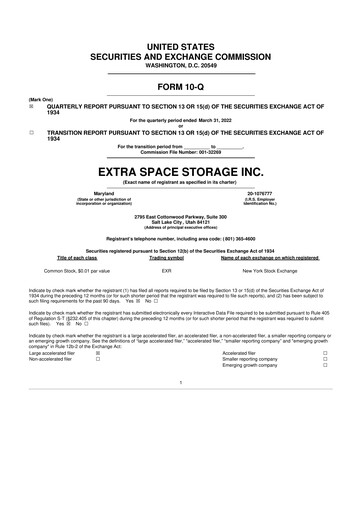 Vorschaubild Extra Space Storage
 10-Q Quartalsbericht 2022 