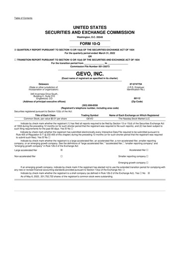 Vorschaubild Gevo 10-Q Quartalsbericht 2022 