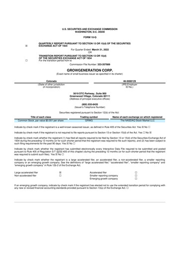 Thumbnail GrowGeneration
 10-Q Quarterly Report FY 