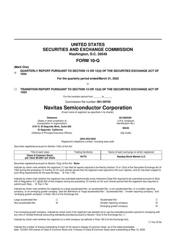 Thumbnail Navitas Semiconductor 10-Q Quarterly Report FY2022 