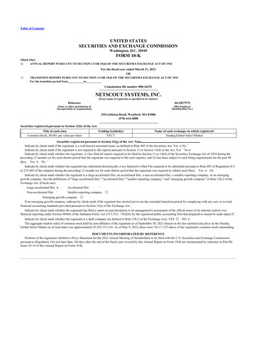 Thumbnail NETSCOUT 10-K Annual Report 2022