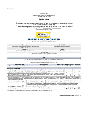 Thumbnail Hubbell 10-Q Quarterly Report FY2022 