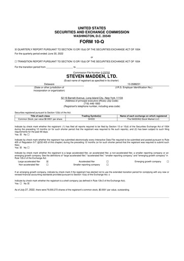 Thumbnail Steve Madden
 10-Q Quarterly Report FY2022 