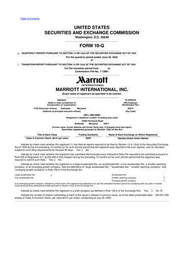 Thumbnail Marriott International 10-Q Quarterly Report FY2022 