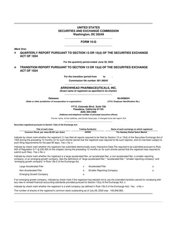 Thumbnail Arrowhead Pharmaceuticals
 10-Q Quarterly Report FY2022 