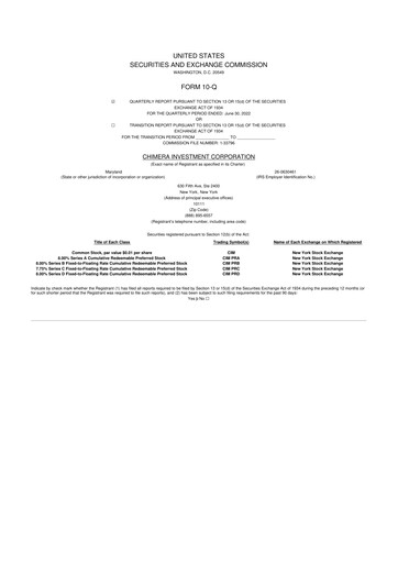 Vorschaubild Chimera Investment Corporation 10-Q Quartalsbericht 2022 
