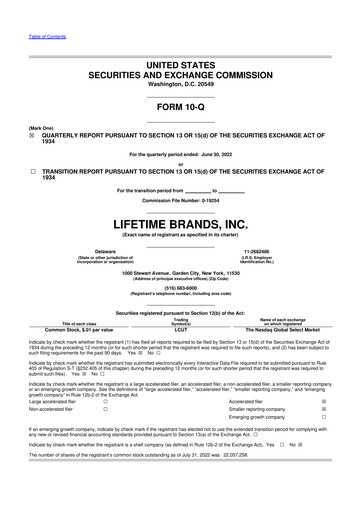 Miniature Lifetime Brands 10-Q Rapport trimestriel 2022 