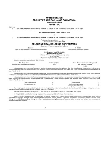 Miniature Select Medical Holdings 10-Q Rapport trimestriel 2022 