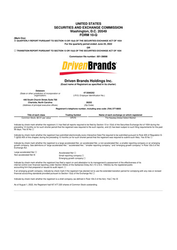 Thumbnail Driven Brands 10-Q Quarterly Report FY2022 