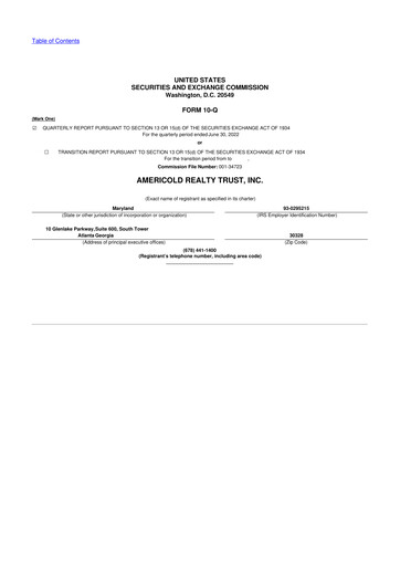 Thumbnail Americold 10-Q Quarterly Report FY 