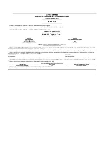 Thumbnail FS KKR Capital
 10-Q Quarterly Report FY 