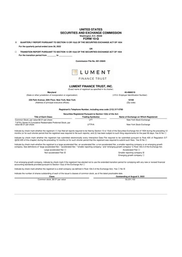 Vorschaubild Lument Finance Trust 10-Q Quartalsbericht  