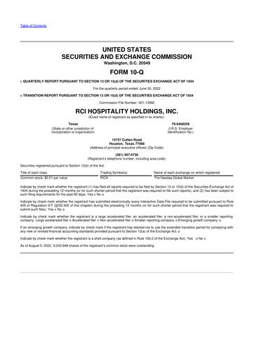 Thumbnail RCI Hospitality Holdings 10-Q Quarterly Report FY2022 