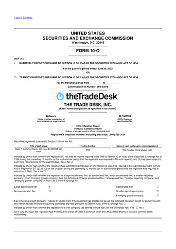 Thumbnail The Trade Desk
 10-Q Quarterly Report FY2022 