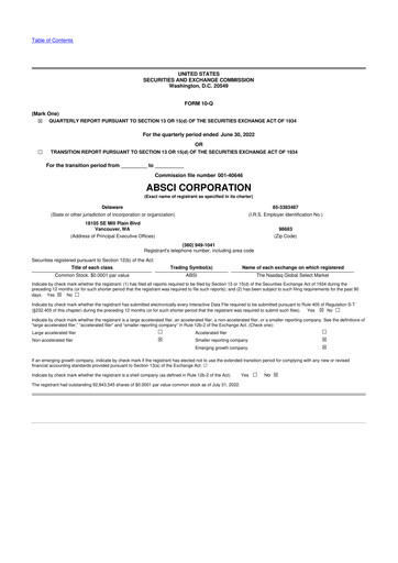 Thumbnail Absci 10-Q Quarterly Report FY2022 