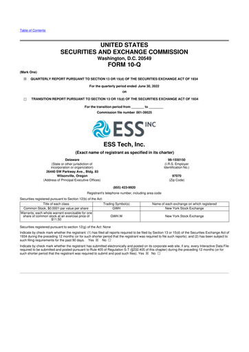 Thumbnail ESS Tech 10-Q Quarterly Report FY 