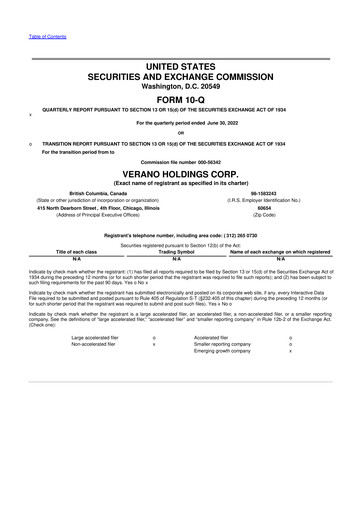 Vorschaubild Verano Holdings 10-Q Quartalsbericht 2022 