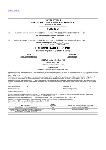 Thumbnail Triumph Financial 10-Q Quarterly Report FY2022 