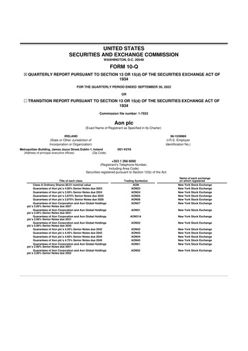 Thumbnail Aon 10-Q Quarterly Report FY2022 