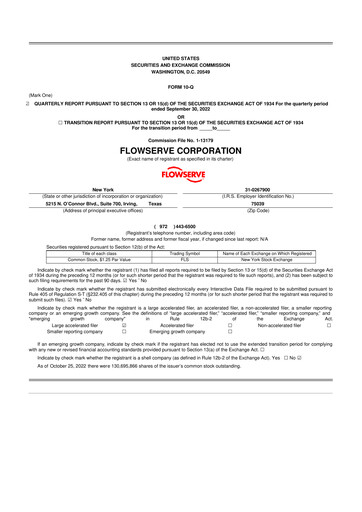 Thumbnail Flowserve
 10-Q Quarterly Report FY2022 