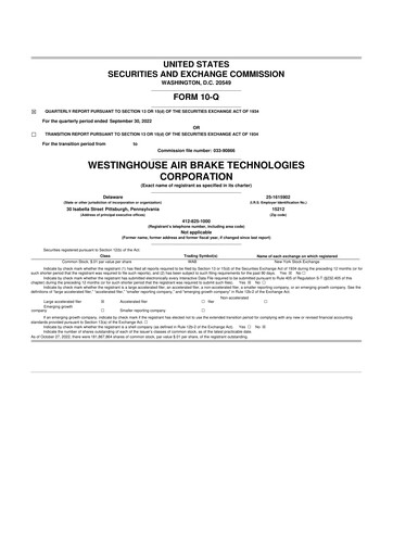 Thumbnail Wabtec 10-Q Quarterly Report FY2022 
