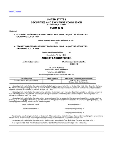 Thumbnail Abbott Laboratories 10-Q Quarterly Report FY2022 