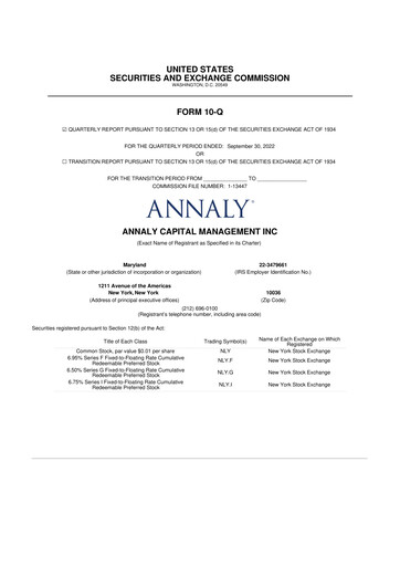 Thumbnail Annaly Capital Management
 10-Q Quarterly Report FY2022 