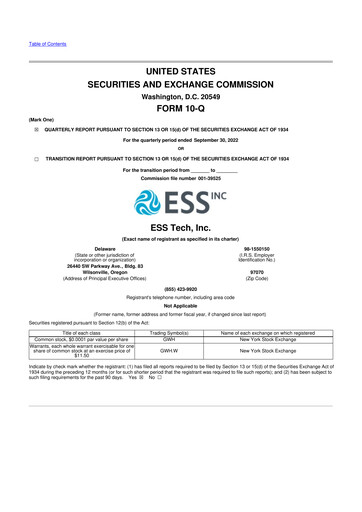 Thumbnail ESS Tech 10-Q Quarterly Report FY 