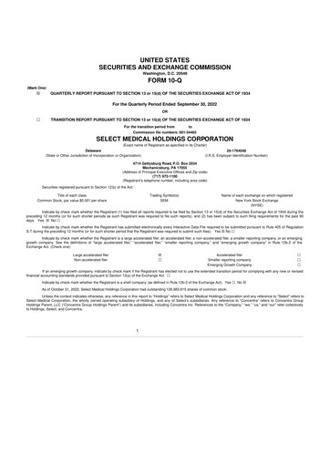 Miniature Select Medical Holdings 10-Q Rapport trimestriel 2022 