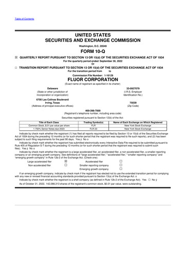 Thumbnail Fluor Corporation
 10-Q Quarterly Report FY2022 