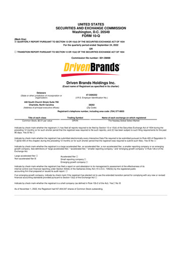 Thumbnail Driven Brands 10-Q Quarterly Report FY2022 