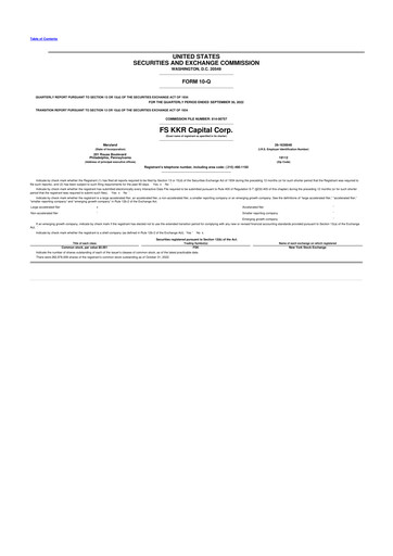 Thumbnail FS KKR Capital
 10-Q Quarterly Report FY2022 