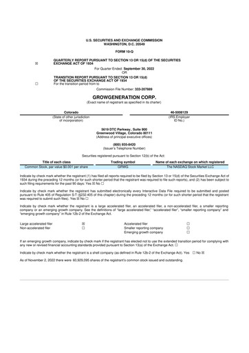 Thumbnail GrowGeneration
 10-Q Quarterly Report FY 