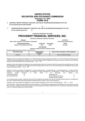 Thumbnail Provident Financial Services 10-Q Quarterly Report FY2022 