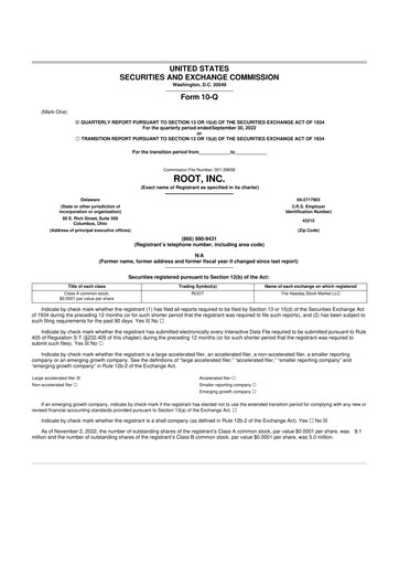 Thumbnail Root Insurance
 10-Q Quarterly Report FY2022 