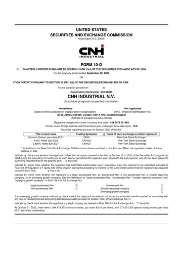 Vorschaubild CNH Industrial
 10-Q Quartalsbericht 2022 