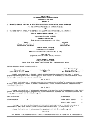 Vorschaubild VYNE Therapeutics 10-Q Quartalsbericht 2022 
