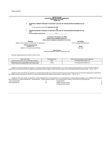 Thumbnail Faraday Future 10-Q Quarterly Report FY2022 