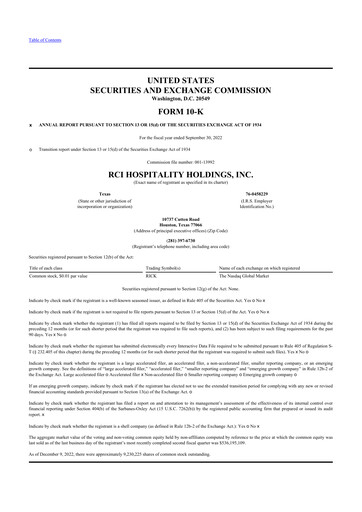 Thumbnail RCI Hospitality Holdings 10-K Annual Report 2022