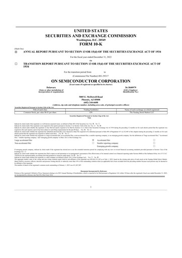 Thumbnail ON Semiconductor 10-K Annual Report 2022